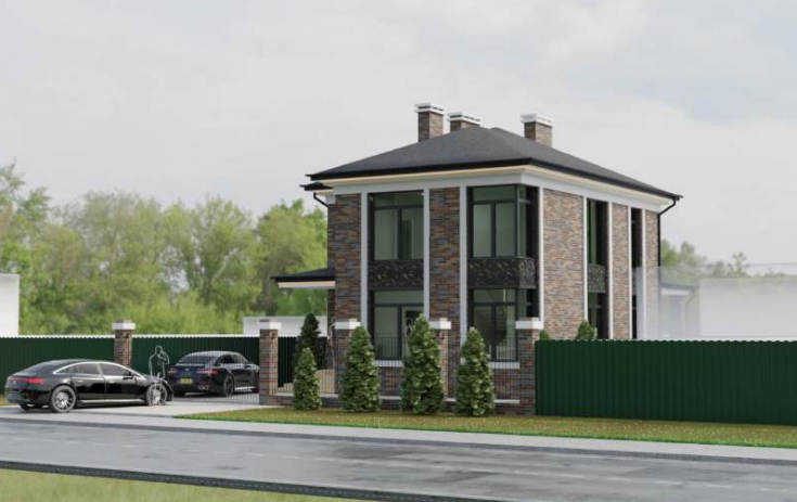 Проект 2-х этажного дома 115 кв м, с кирпичным фасадом.