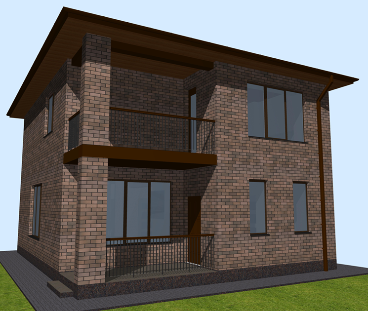 Проект двухэтажного дома с балконом 117 м