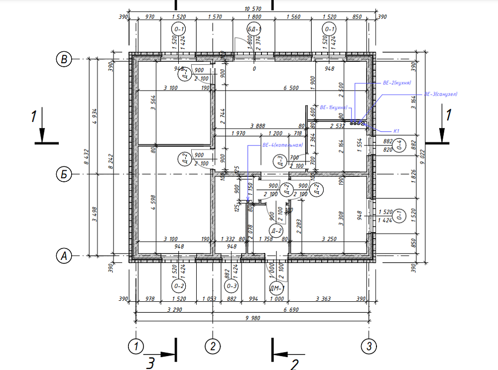 Проект одноэтажного дома 95 кв метров