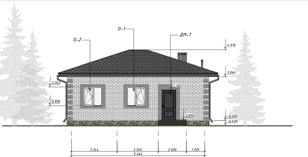 Проект компактного одноэтажного дома 52 кв м.