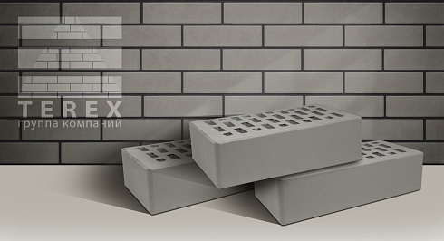Керамический облицовочный кирпич TEREX одинарный гладкий Серый 1 НФ, ГОСТ 530-2012