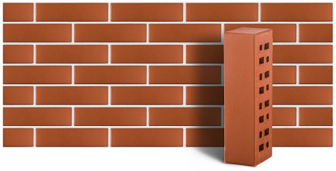 Клинкер фасадный красный "Лондон" гладкий 